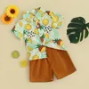 Clothing Sets Toddler Baby Boy Hawaiian Outfit Short Set Sleeve Button Shirt Solid Pocket Shorts Summer Beach Gentleman Suit