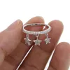 Cluster anneaux sdzstone en laiton argent couleur stars de fête empilable pour femmes cadeau de bijoux de marque originale