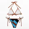 Triangle sexy pour femmes Push up Up Brésilien Bikini Tie à cordes bikinis Femmes Imprimez Bandage Saisie de bain Swimsuit Beach Wear Biquini