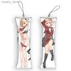 Llaves de llaves 4x12cmlycoris retroil chisato nishikigi cadena de llaves mini dakimakura mochila decoración bolsa