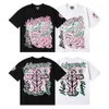 Hellstar T 셔츠 디자이너 T 셔츠 그래픽 티 고급 패션 남성 티셔츠 핑크 바디 큰 인쇄 고품질 캐주얼 짧은 슬리브