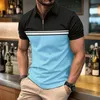 قميص بولو رياضي غير رسمي الصيف مع طية صدر السترة Slimfit Commercial Shortsleeved Striped 240415