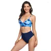 Costumi da bagno femminile sexy tintura tintura bikini set in vita alta donna costume da bagno femminile da bagno a v-torto costume da bagno boccini bibicini trajes de bano