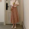 Skirts Vintage Floral Print Aline Pleated Long Summer Women Korean Streetwear Dstring Elastic Waist Midi 230424 Drop Delivery Apparel Otxfx