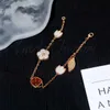 Brand Charm Van V Gold dik vergulde 18K Rose Zeven sterren Ladybug armband voor meisjes met gevorderden Sense Small en luxe dubbelzijdig dragen