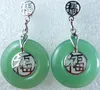 Orecchini penzolanti Gioielli di moda 3 scelte all'ingrosso Green chiaro/Green Natural Jade Cinese Carattere Fu Shou Lucky Earring