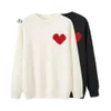 Amis Designer Sweater Love&Heart A Embroidery Woman Lover Cardigan Knit Round Neck High Collar Womens Fashion Letter White Black Long Sleeve Clothing Amis 77