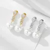 Orecchini a pennello Fulsun zircone cubico Zircone Madre di pearl Drop 925 Sterling Sterling 14k Gold Gold Fanted Gioiello Regalo per le donne