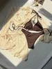 Kvinnors badkläder 4 stycken bikinis sätter kvinnor mesh långärmad täckning med strandkjol 2024 semester baddräkt lapptäcke baddräkt