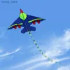 Yongjian Hoge kwaliteit Long Tail Aircraft Flying Toy Nylon Anti-Fall Fighter Kite met handvatlijn Vliegtuigen Outdoor Y240416