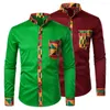 Men's Casual Shirts Men Long Sleeve Shirt Stylish Slim Fit With Stand Collar Office Workwear Print Contrast