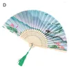 Figurine decorative Lunga duratura ventola pieghevole in stile cinese mano con imitazione in seta a ciondolo per donne per donne