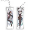 Keychains Lanyards 4x12cmgenshin 충격 Shen He Mini Key Chains Dakimakura Keychain 만화 애니메이션 미니 베개 펜던트 귀여운 선물 Y240417