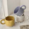 9icz Mugs Korean Ins Style Creative Ring Handle Ceramic Mug Splash Ink Oregelbundet kaffekopp Frukost Milk Tea Cup Office Home Drinkware 240417