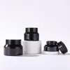Storage Bottles 15g 30g 50g Black Glass Cream Bottle Empty Skincare Emulsion Hand Face Cosmetic Packaging Containers In Stock
