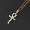 designer necklace 4MM Zircon Cuban Chain Hip Hop Micro Set Zircon Egypt Anka Cross Pendant Mens Necklace