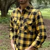 Erkekler Sıradan Gömlekler Sonbahar Erkek Pazları Ekose Uzun Sızlı Düğme Gömlek ABD Normal Uyum Boyutu S ila 2xl Klasik Damalı Çift Cep Tasarım 24416