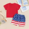 Set di abbigliamento baby boy outfit 4 luglio Lettere a maniche corte t-shirt con pantaloncini elastici per bambini