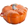 Authentique Pumpkin en fonte Français Français - Capacité de 3,5 litres, bouton en acier inoxydable, idéal pour 3-4 parties, couleur orange brûlée