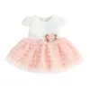 Flicka klänningar sommar baby flickor prinsessa söt klänning tyll lapptäcke vestido blommor bröllop fest födelsedag tutu födda kläder 0-24m