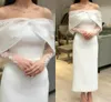 2024 Elegant White Sheat Evening Farty Robe Off épaule Applique dentelle de la cheville Femmes Prom Robes formelles Robe de soie sur mesure