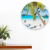 Wall Clocks Summer Beach Scenery Palm Trees Reef Clouds Silent Home Cafe Office Decor For Kitchen Large