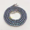 Hot Selling 925 Silver Jewelry Custom Necklace 3mm Width Colorful Blue Moissanite Tennis Chain