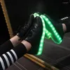 Chaussures décontractées taille 46 Charger USB Sneakers brillant femme a conduit des pantoufles unisexes Lumineuses dames respirantes