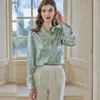 Women's Blouses Tops Silk Floral Office Formal Casual Dress Shirts Plus Large Size Spring Summer Sexy Haut Light Green Flower