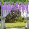 Wisteria الزهور الاصطناعية 12piece Party Purple Rattan Fake Plant Vine Hangin Garland Decorations