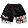 Anime Baki Hanma Gym Workout Shorts for Men Athletic Quick Dry 2 in 1 Compression Cosplay Costume 240403