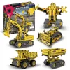 Diecast Model Cars 5in1 Technology Automotive Excavator Application Program Remote Control Power Block Byggnadsblock Truck Tobile Children J240417