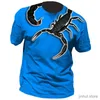 T-shirts voor heren zomerheren t-shirts 3dtee Animal Harajuku Top Scorpion Grafische afdruk Casual oversized kleding 2022 O-Neck korte mouw T-shirt