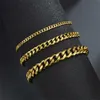 Kubańska bransoletka łańcucha stali nierdzewnej Bangle Hip Hop dla kobiet 3 5 7 mm prosta stal nierdzewna mężczyźni Bransoletka złota biżuterię 240417