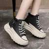 Casual schoenen 2024 Zomer Hoge bende Witte vrouw Verhoogend Sport Leisure Board Leather Fashion Canvas Lace Up Women Sneakers