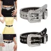 Belts Rhinestone Belt Adjustable PU Leather For Formal Dress Trousers Skirt