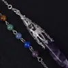 Amethyst Powder Crystal Pendant Single Point Hexagonal Pilier Collier Yoga Accessoires Lingdang Fréquence de modulation