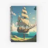 Pirat Ship Pattern Spiral Notebook 120 pages College régné pour le travail Note prenant journalisation des cadeaux d'amant de l'océan gamin