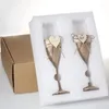 Wine Glasses 2Pcs Set Wedding Glass Personalized Champagne Toasting Flutes Burlap Lace Rustic Cup Creative