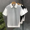 Men's Polos Contrast Colors Camisa Polo de retalhos vintage para homens Impressão gráfica de manga curta Camisas góticas de plus size q48