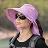 Summer Designer szerokie czapki do damskich na zewnątrz Ochrona szyi UV-Anti Sunhats Kobiety Visors Outdoor Hat Plaże wędkarstwo wędkarskie szal swobodny krem ​​przeciwsłoneczny