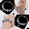 Kralen EDELL 100% 925 Sterling Sier Charm Beads armbanden blauwe kristal collocatie armband geschikt voor vrouwelijke DIY -armbanden sturen de Dr. Dhhgh