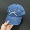 Ball Caps INS Designer Bow Broidered Baseball for Women Show Face Face Small Spring and Summer Fashion rétro Denim Chapeaux pour hommes Gorra