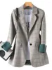 Frauenanzüge Blazer Plaid Frauen Arbeit Büro Ladies Langarm Spring Frühling Casual Blazer Fashion Business Jacke