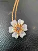 Collier de créateur de marque Vancelfe Luxury Petals Natural Shell Fritillaria Micro Set Diamond plaqué 18k Rose Gold High Quality Jeweliry Cadeau