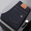 Jeans masculinos wthinlee Novos negócios homens casuais trechos de moda clássica azul preto trabalho jeans calças masculinas roupas de marca d240417