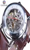 Формирование водонепроницаемого движения цветочных передач Прозрачные кожаные часы мужчины скелет автоматические механические часы Top Brand Luxury1477653