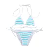 Bras Sets Women Cute Kawaii Japanese Style Stripe Cotton Strappy Bra Top Briefs Bikini Set Lingerie Fancy Party Beach Underwear