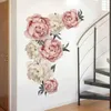 Wandaufkleber Pfingstrose Rose Blumen Drucken Tapeten Kunst Kindergartenabziehbilder für Kinder Wohnzimmer Innenausstattung Aufkleber Aufkleber