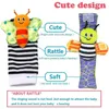 024 mois pour bébé Rattles Soft Plux Toys Foot Wrist Rattle Set Cartoon Born Development Educational for Children 240407